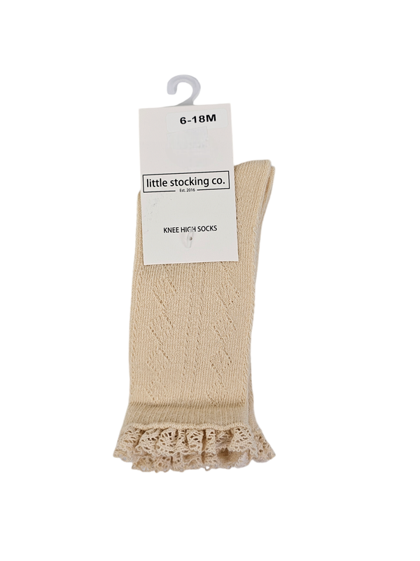 6-18 M Cream Lace Socks