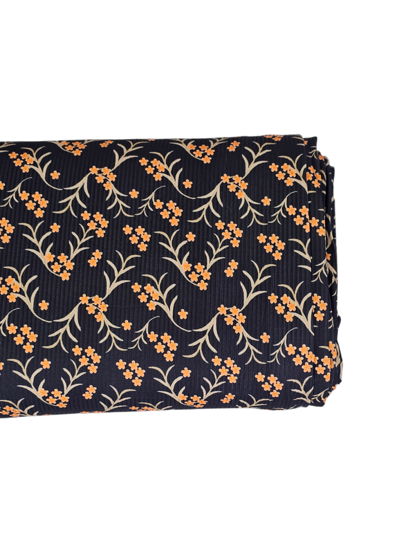 *Unique Design* Mini Poly Ribbed Knit Royal Blossom Raven