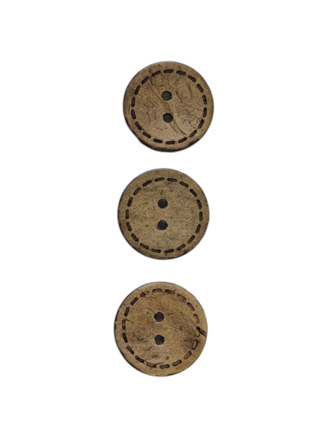 Wooden Brown Buttons 20mm W/Dotted Line