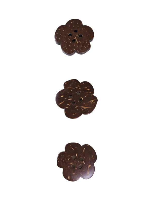 Wooden Brown Flower Buttons