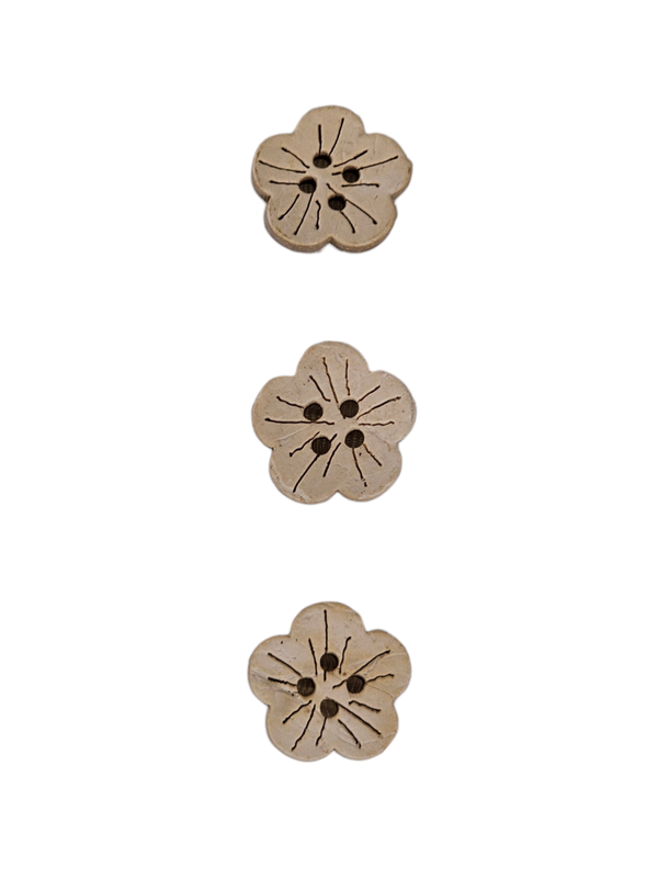 Natural Wooden Flower Button