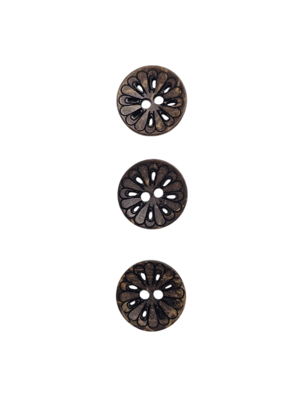 Wooden Buttons Round Flower