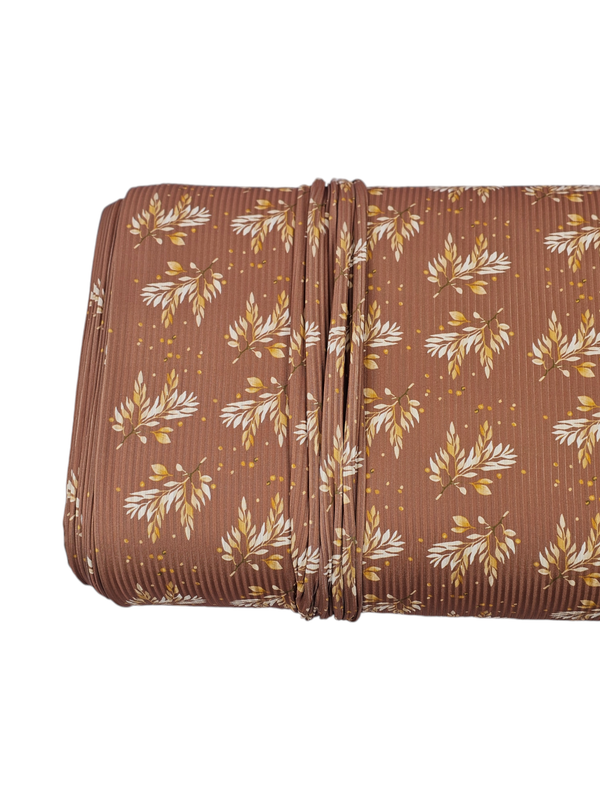 *Unique Design* Mini Poly Ribbed Knit Golden Foliage Rustic Copper