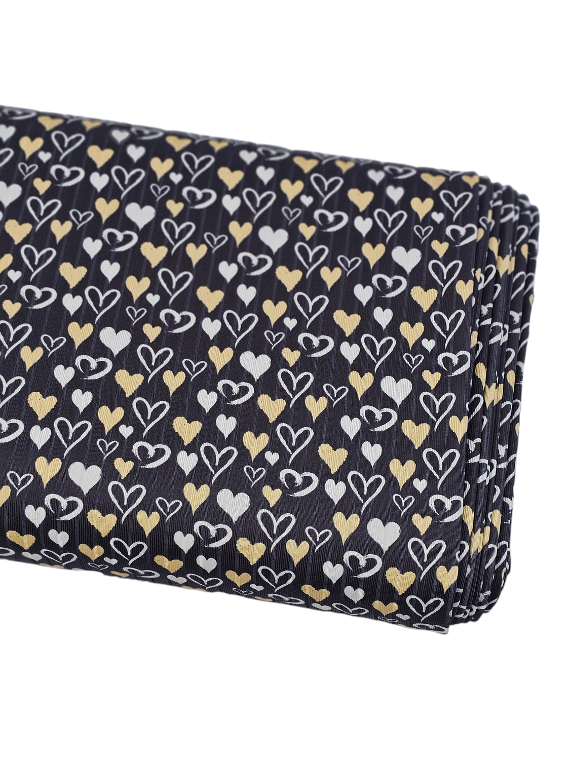 *Unique Design* Poly Ribbed Knit Black Hearts