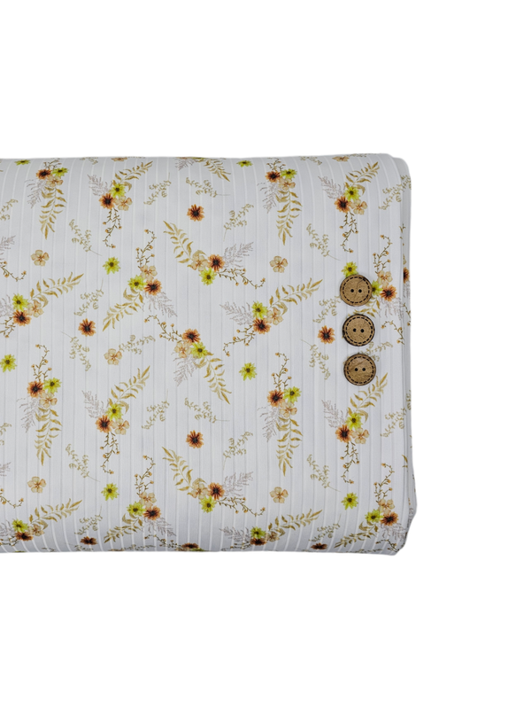 *Unique Design* Poly Ribbed Knit Rustic Fern Medley White