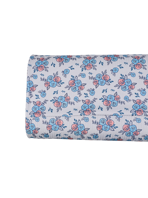 *Unique Design* Poly Ribbed Knit Watercolor Aqua/Coral