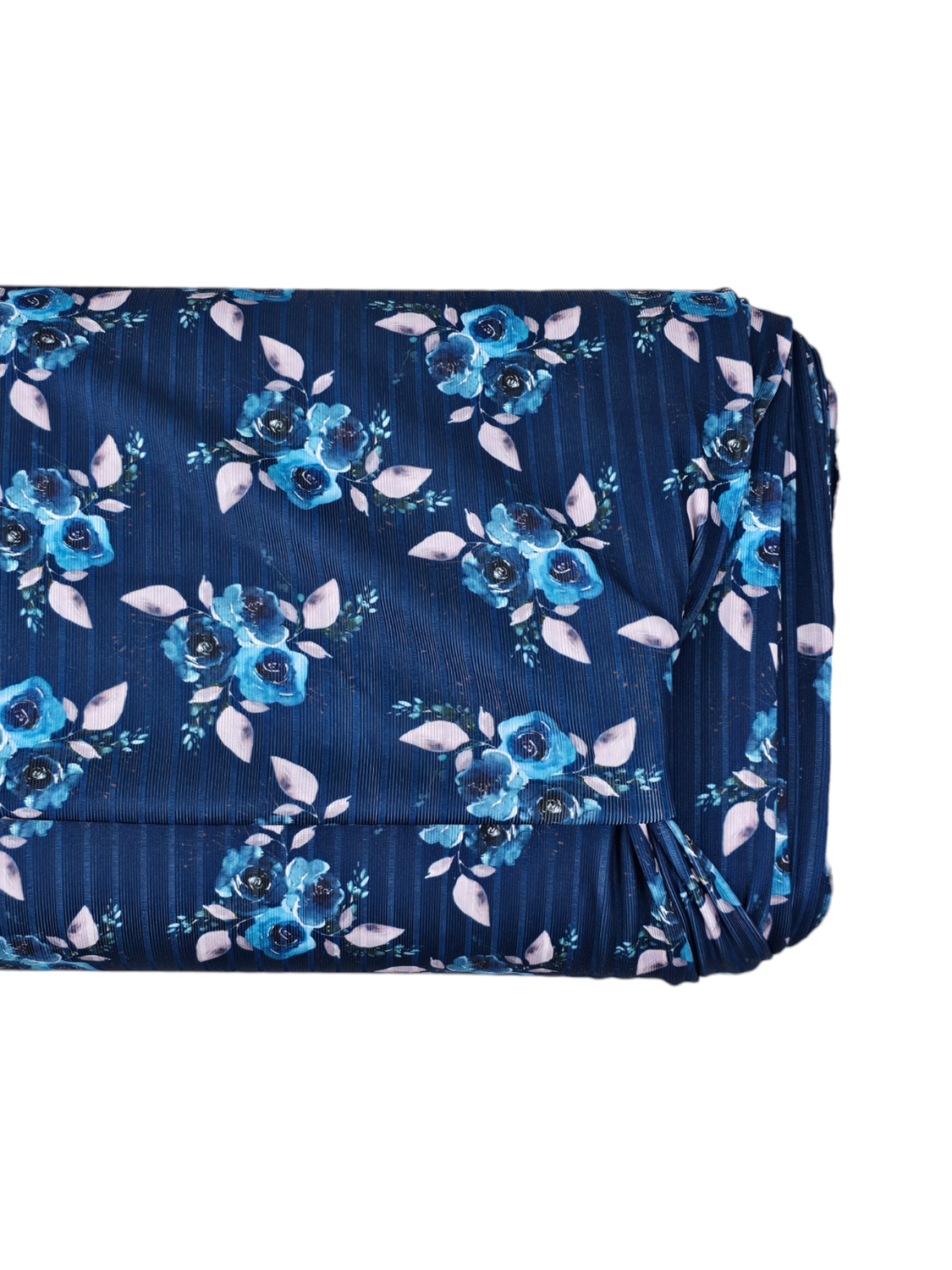 *Unique Design* Poly Ribbed Knit Aqua Rose Navy