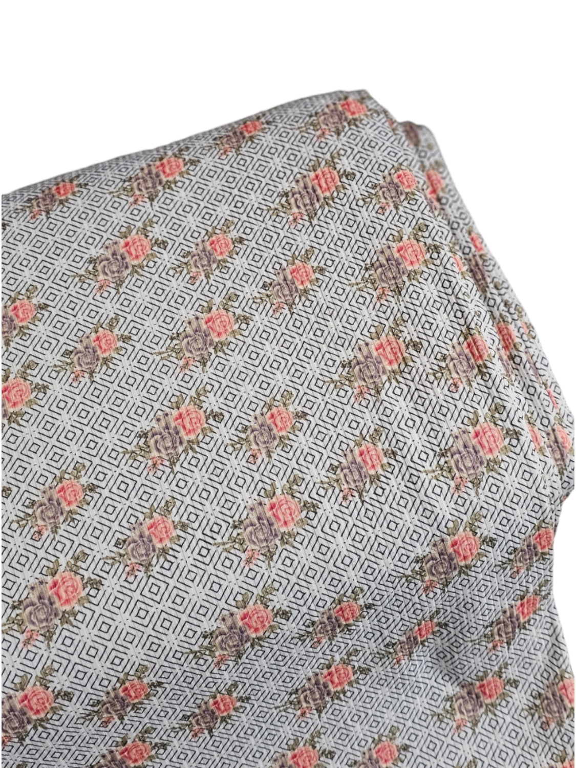 *Unique Design* Mini Poly Ribbed Knit Black Diamond Lilac Peach Floral