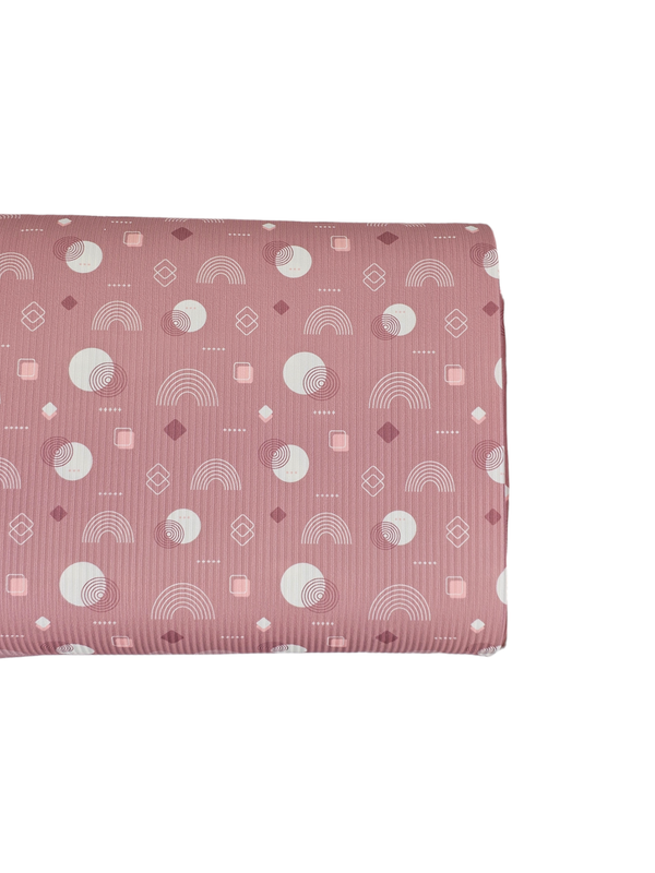 *Unique Design* Mini Poly Ribbed Knit Modern Rainbows Rose