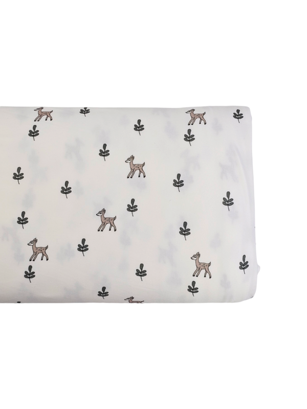 *Unique Design* Doubled Brushed Leaves &amp; Deer on White