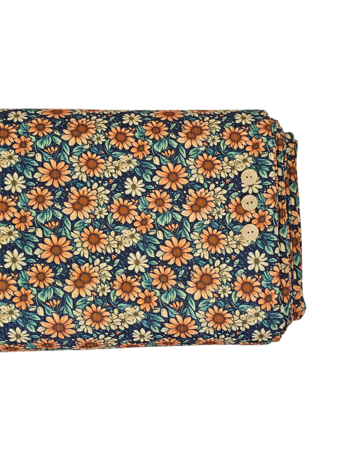 *Unique Design* Mini Poly Ribbed Knit Vibrant Orange Daisy