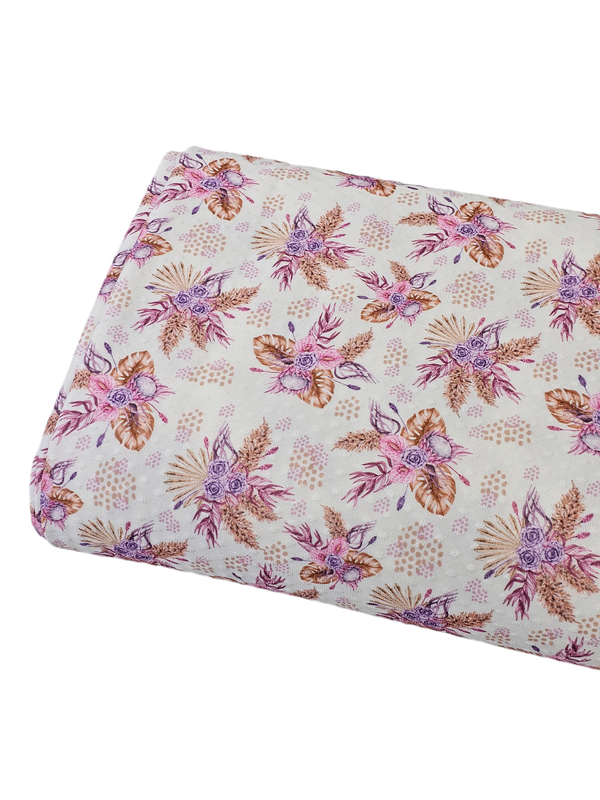 *Unique Design* Swiss Dot Knit Purple  Boho White