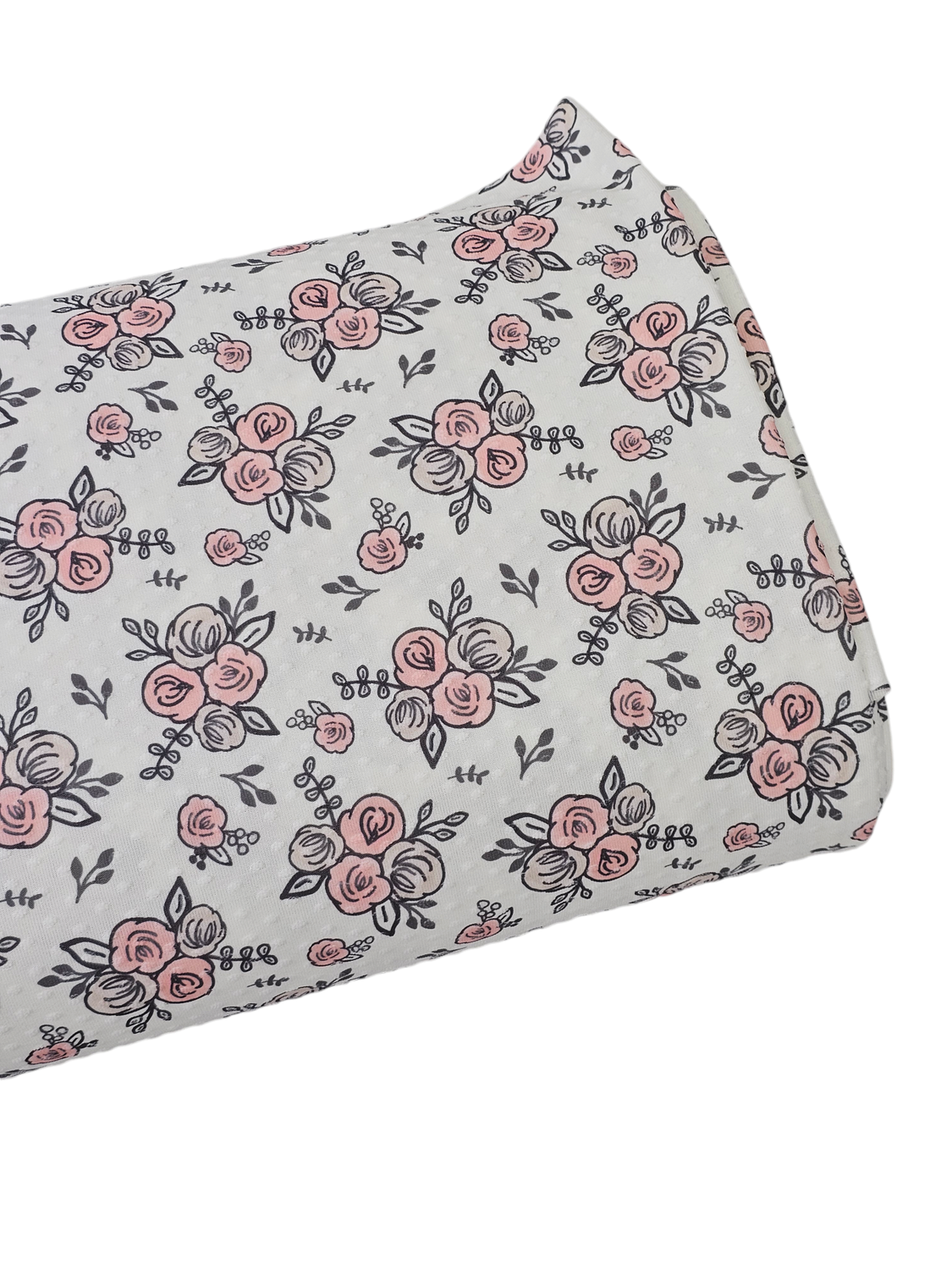 *Unique Design* Swiss Dot Knit Watercolor Roses Blush/Tan