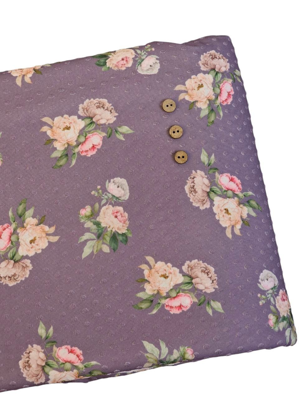 *Unique Design* Swiss Dot Knit Peony Bouquet Dusty Plum