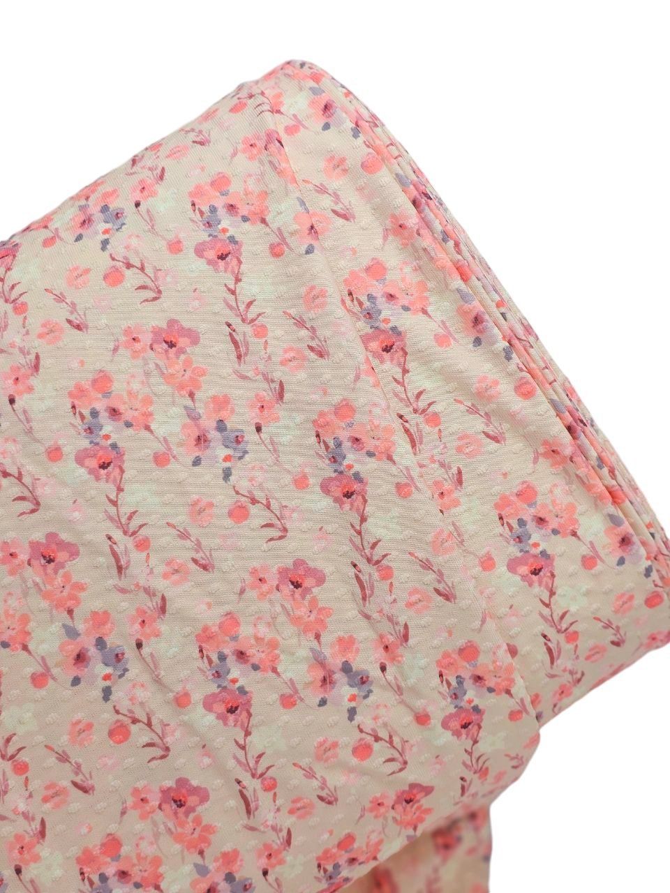 *Unique Design* Swiss Dot Knit Painted Floral Peach