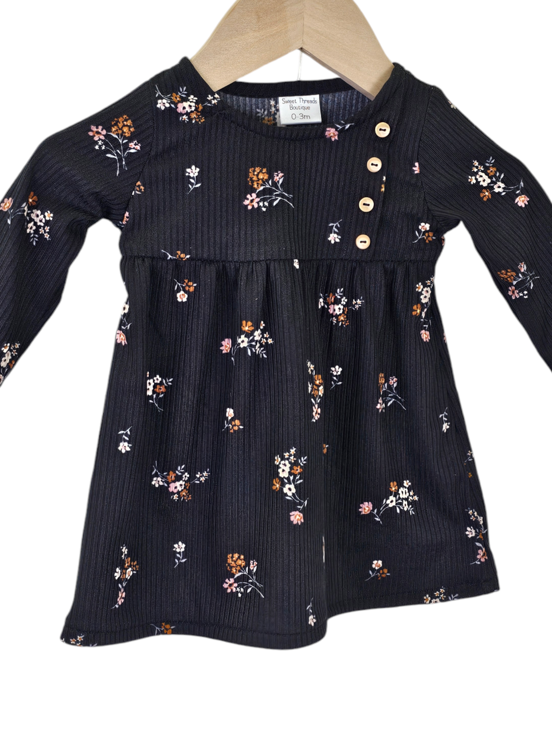 0-3 Month Dress Mini Poly Ribbed Knit Fall Floral