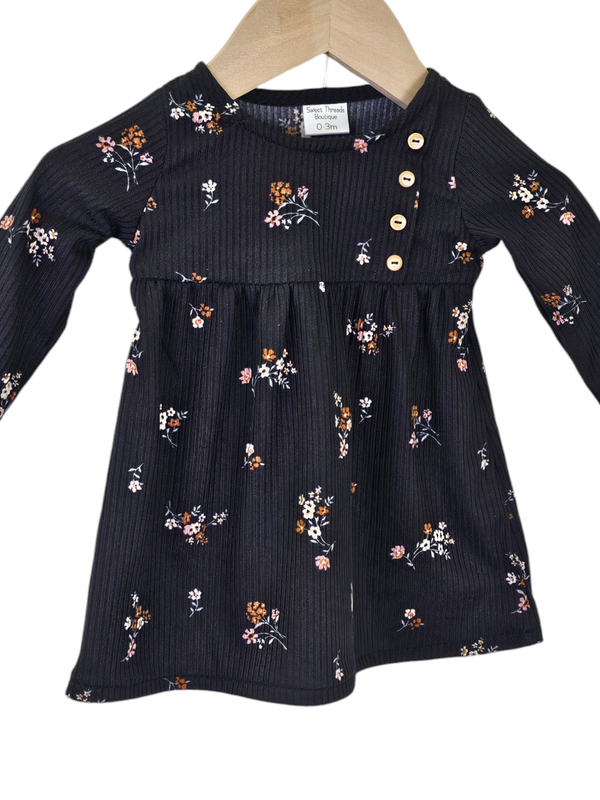 0-3 Month Dress Mini Poly Ribbed Knit Fall Floral