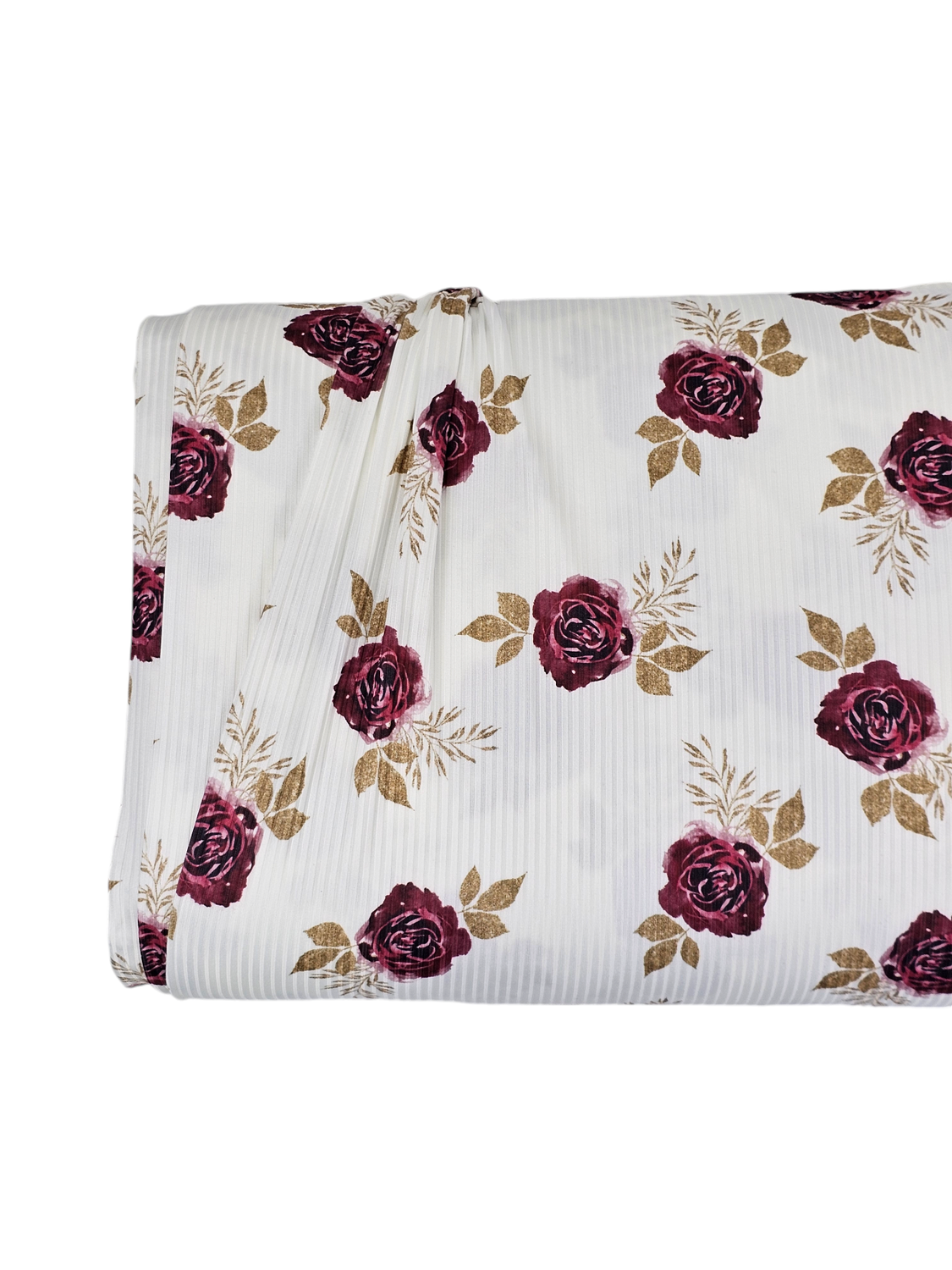 *Unique Design* Mini Poly Ribbed Knit Crimson Rose Splendor White
