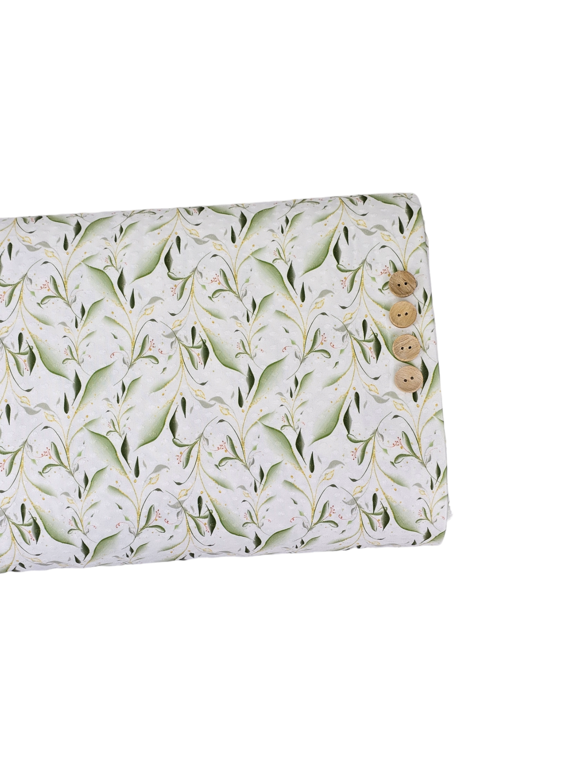 * Unique Design * Swiss Dot Knit Elegant Greenery White