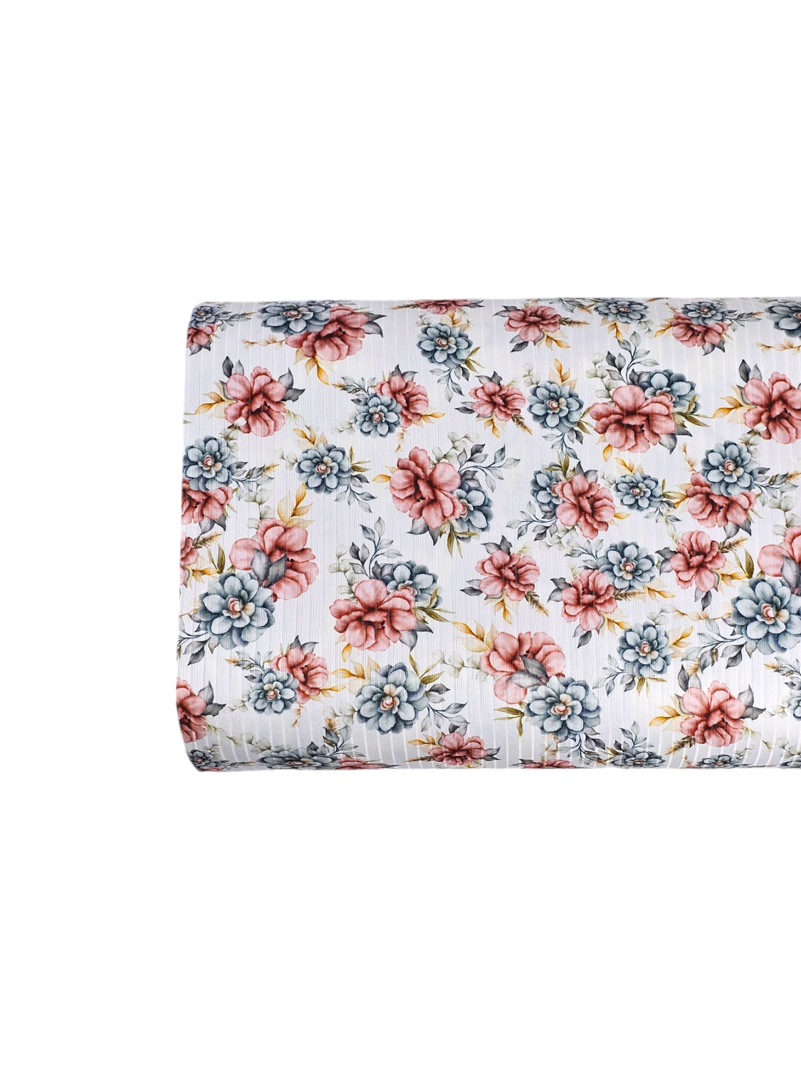 * Unique Design * Poly Ribbed Knit Large Vintage Floral White
