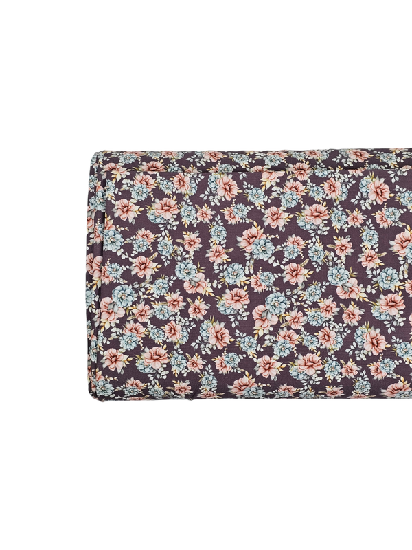 * Unique Design * Poly Slub Vintage Floral Rich Plum