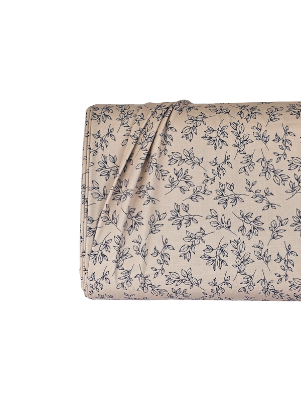 *Unique Design* Poly Slub Black Bough Beige