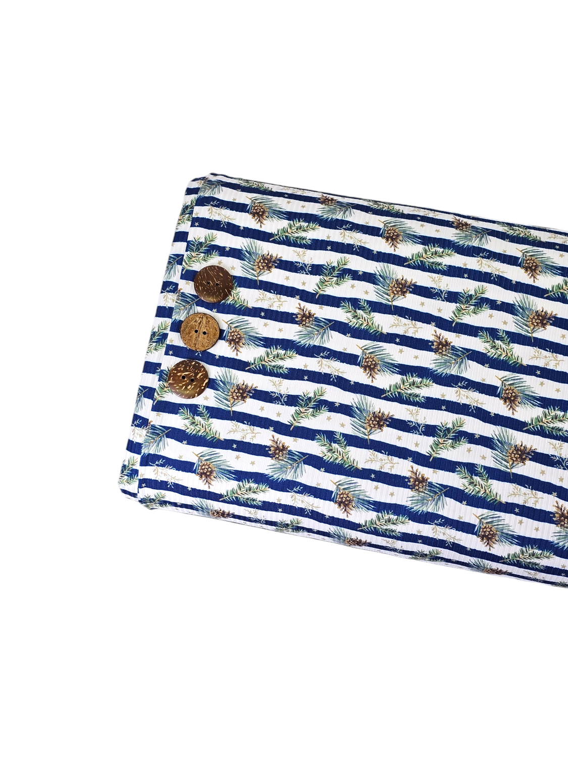 *Unique Design* Mini Poly Ribbed Knit Oak Sprig Stripe Navy