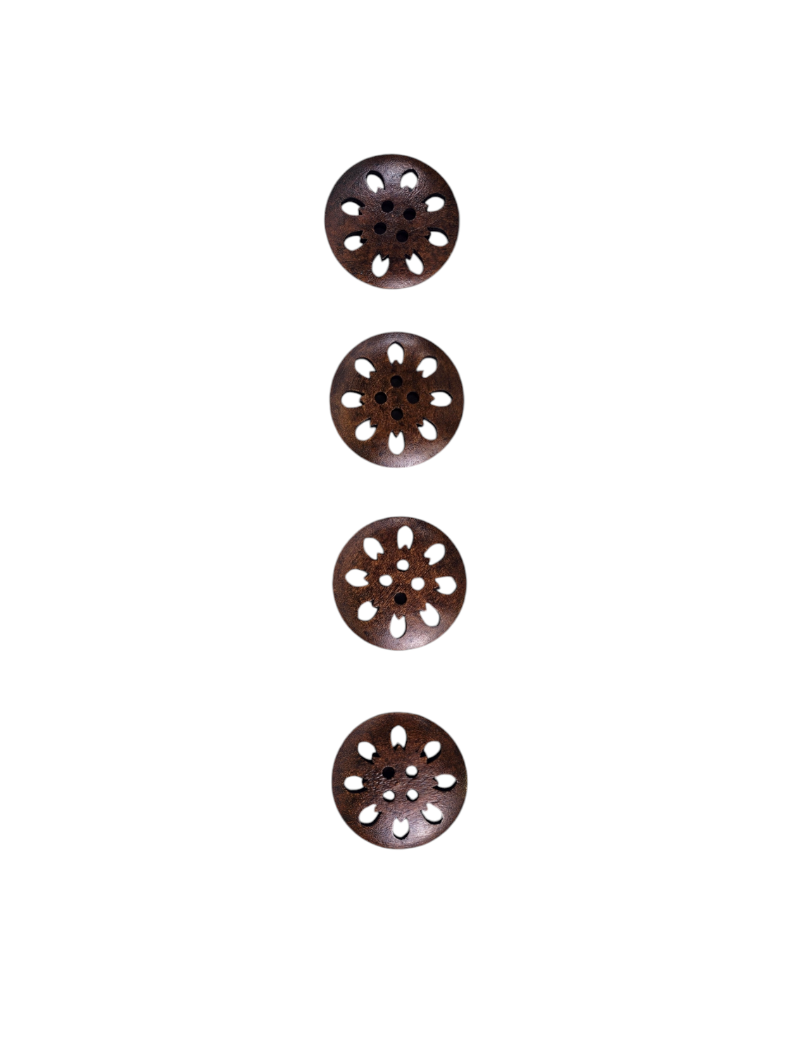 Wooden Brown Floral Button