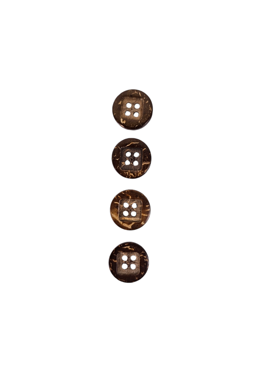 Wooden Button 15mm Round w/ Square