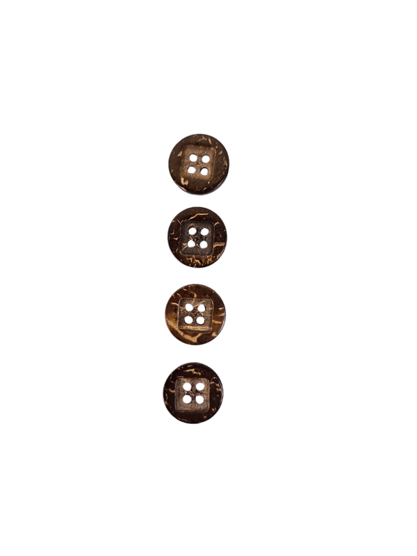 Wooden Button 15mm Round w/ Square