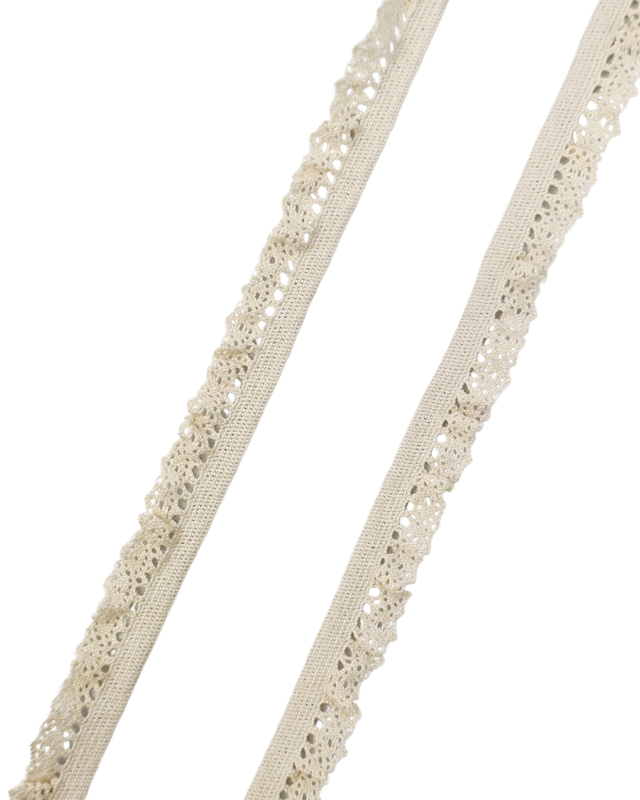 Natural &#39;Ruffled&#39; Cotton Cluny Stretch Lace