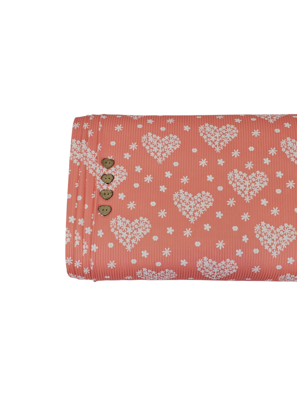 *Unique Design* Mini Poly Ribbed Knit Botanical Hearts Coral