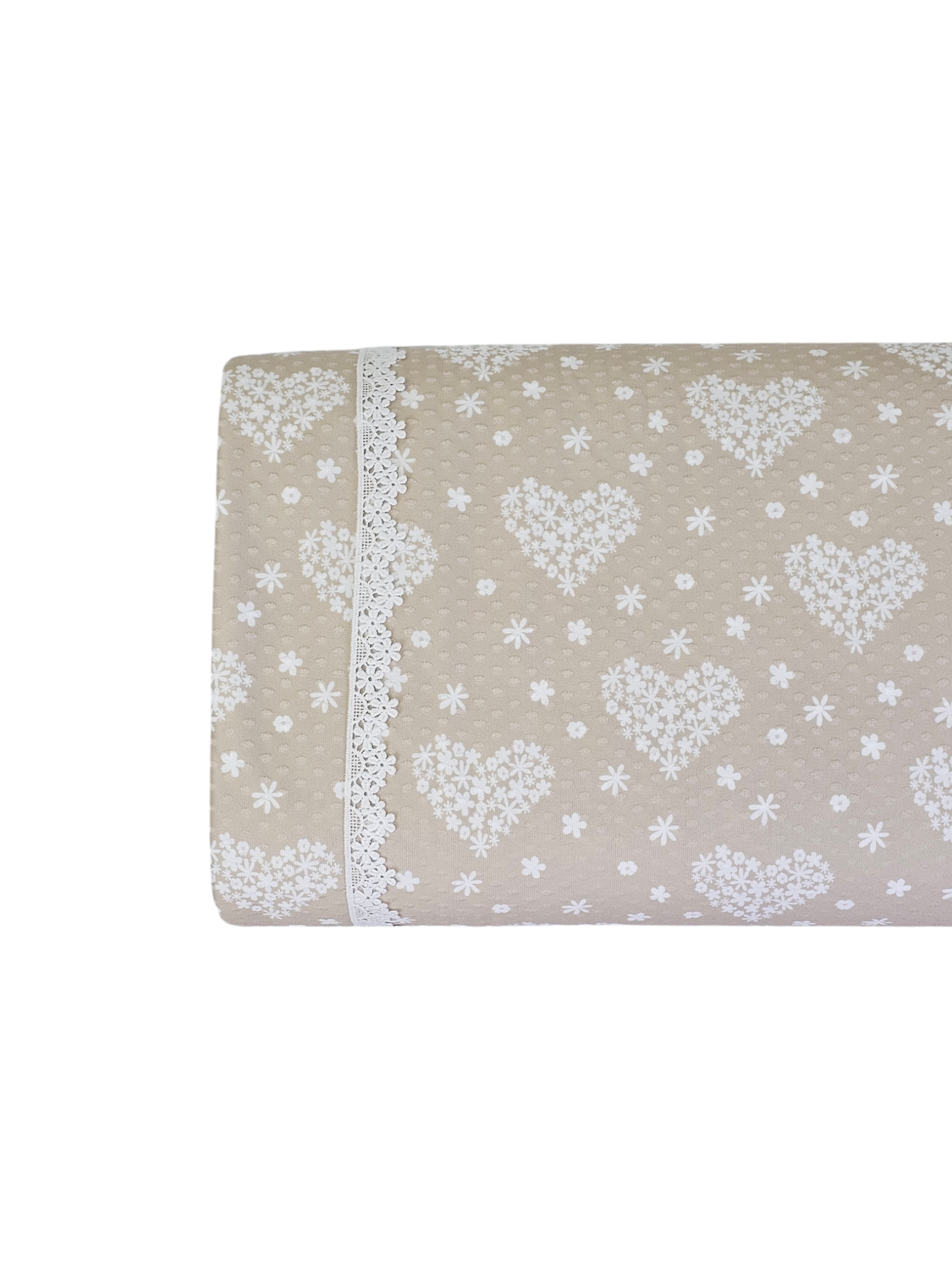 *Unique Design* Swiss Dot Knit Botanical Hearts Tan