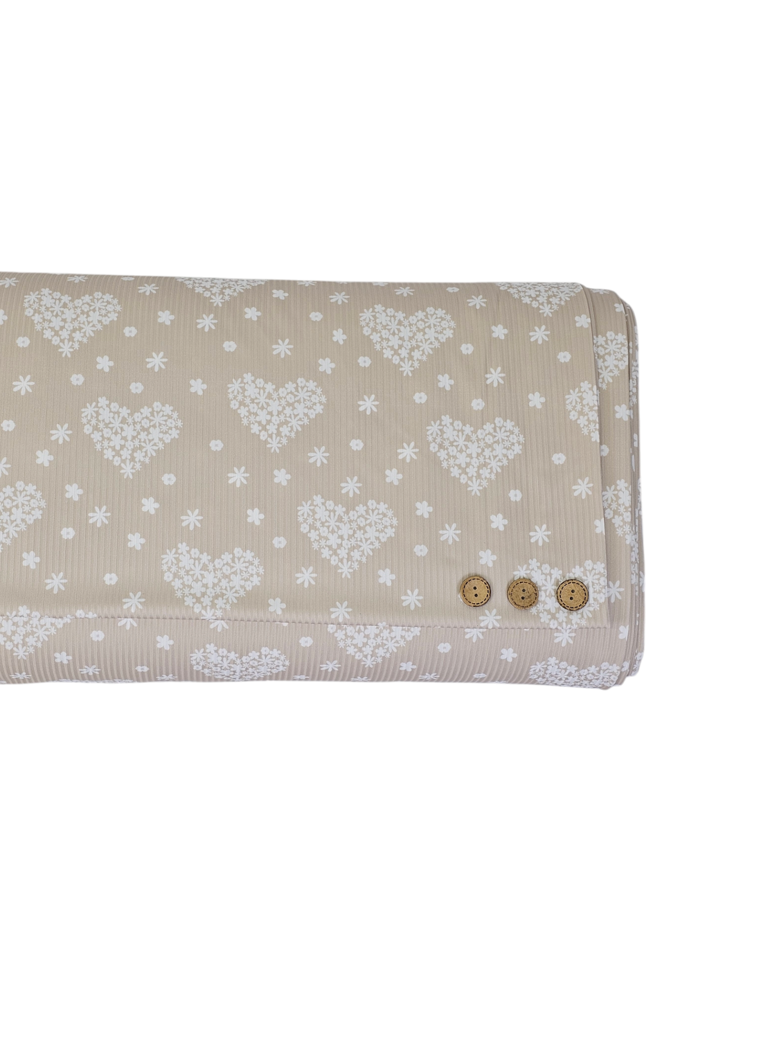 *Unique Design* Mini Poly Ribbed Knit Botanical Hearts Tan