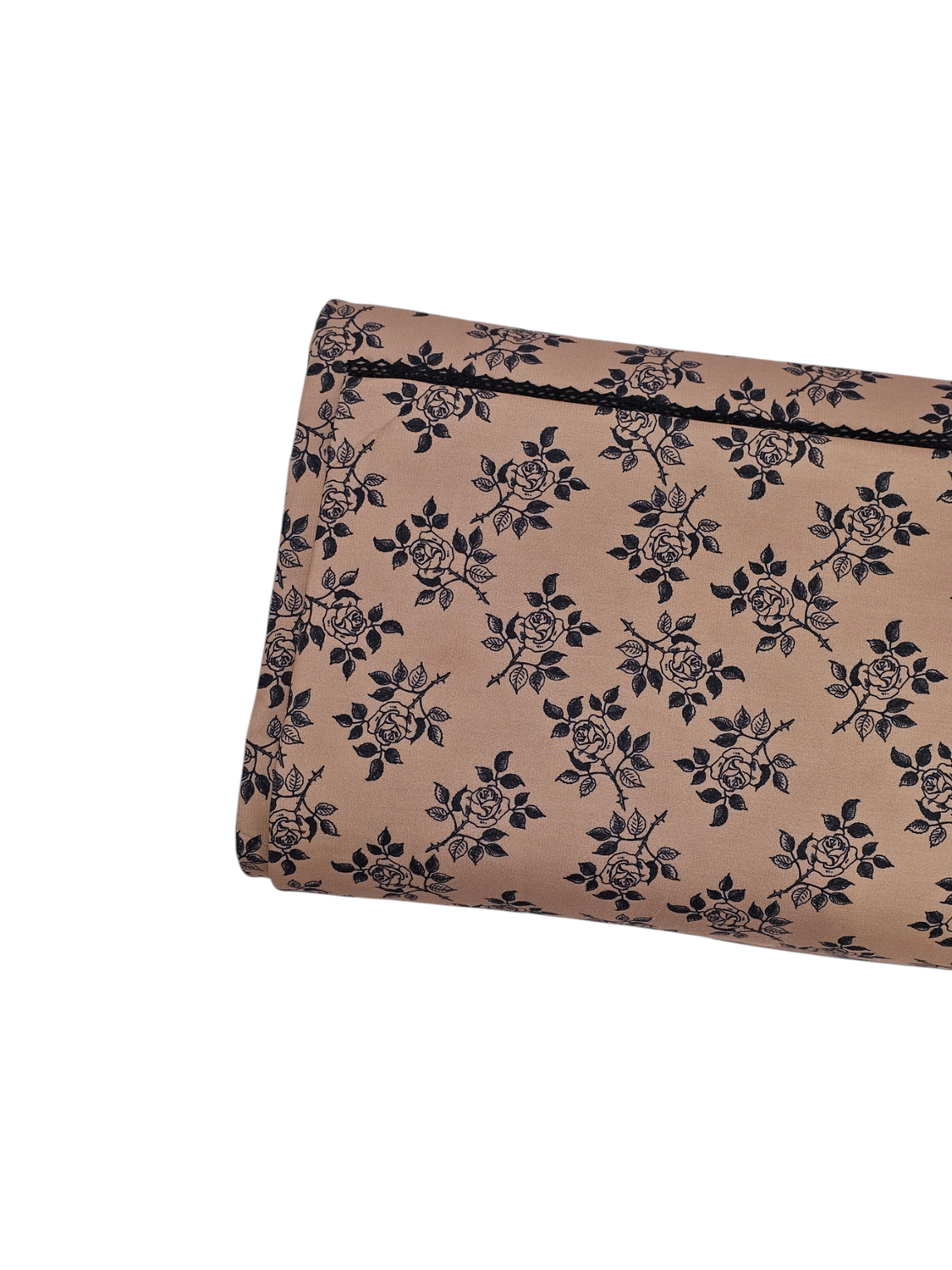 *Unique Design* French Terry Rosebud Sprig Blush Brown