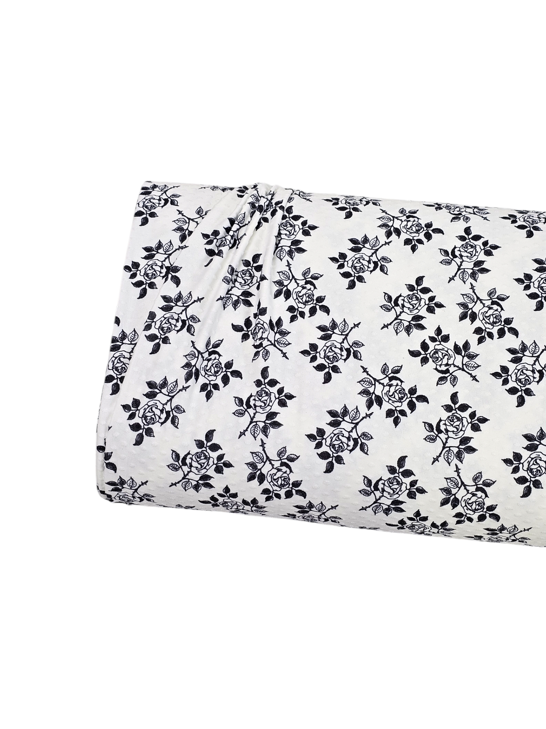*Unique Design* Swiss Dot Knit Rosebud Sprig White