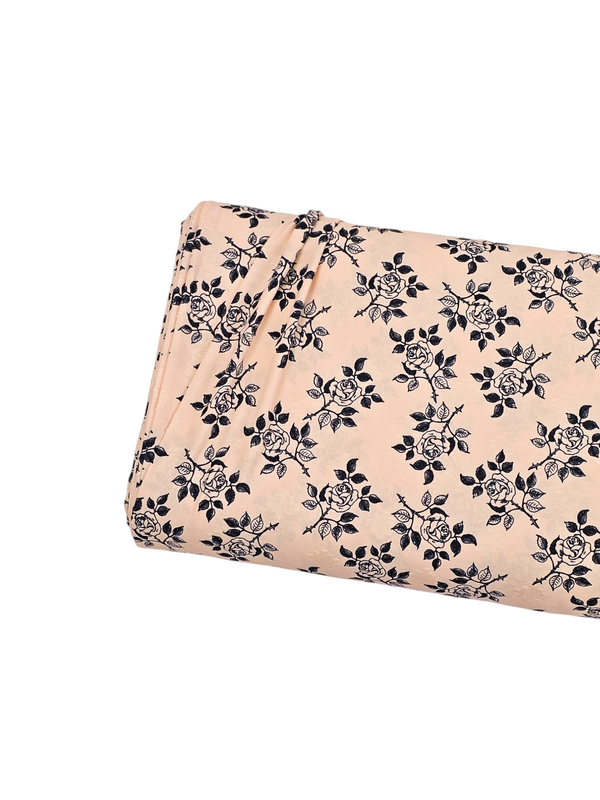 *Unique Design* Poly Swiss Diamond Rosebud Sprig Apricot