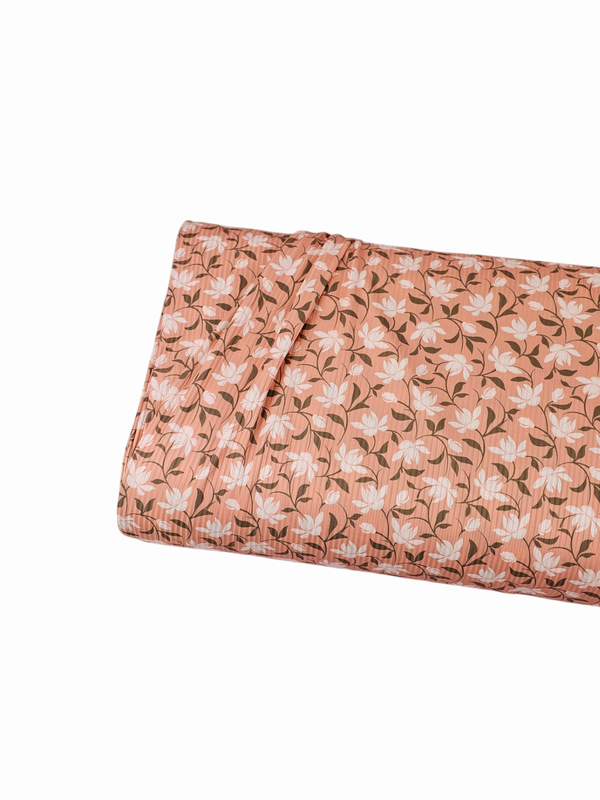 * Unique Design * Mini Poly Ribbed Knit Ivory Blossom Peach