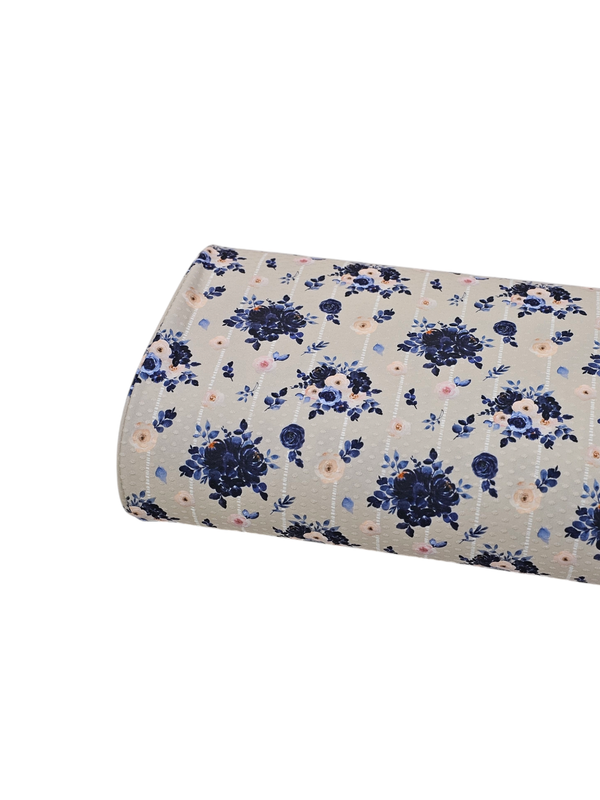 *Unique Design* Swiss Dot Knit Navy Bouquet Tan