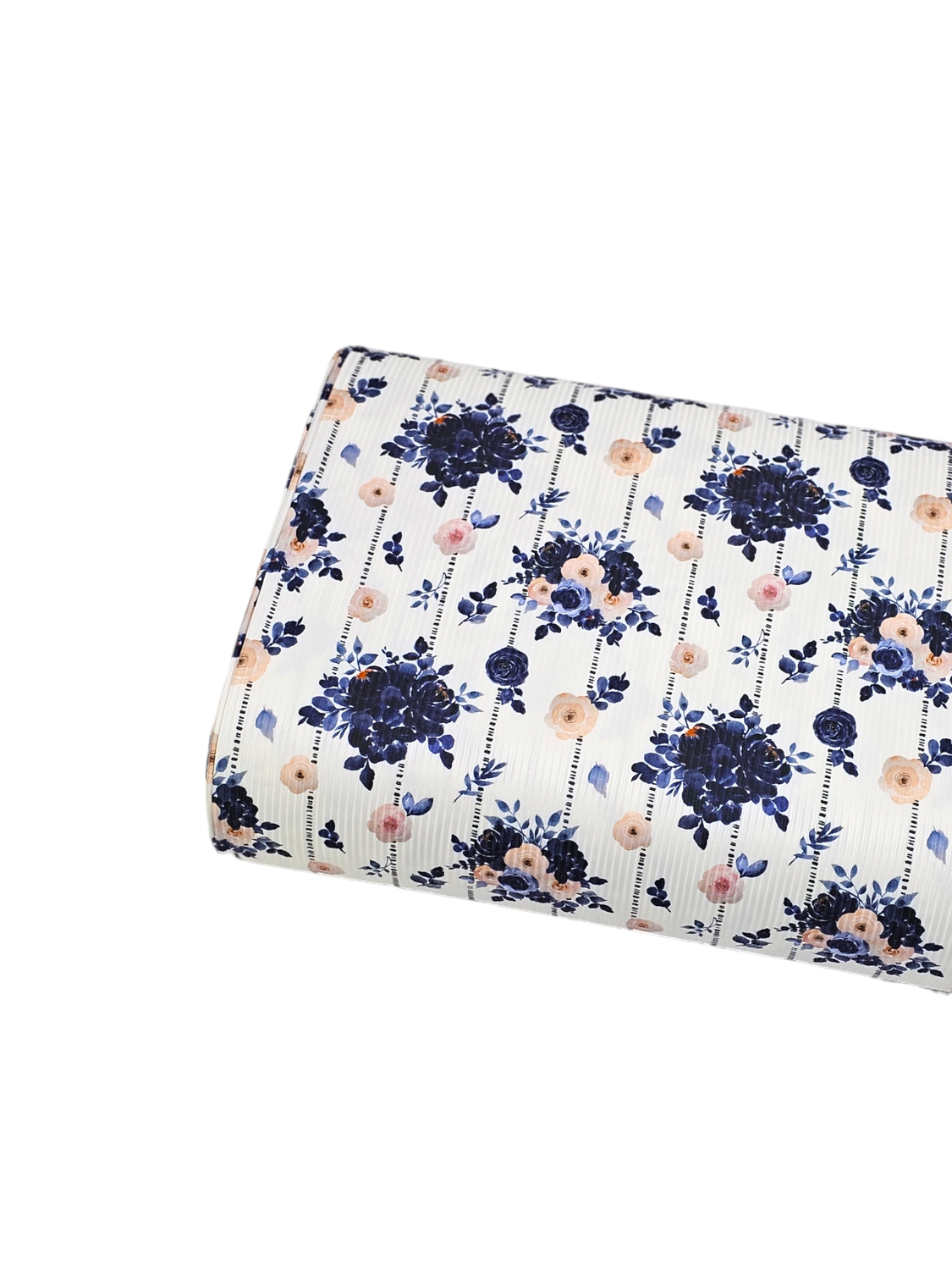 *Unique Design* Mini Poly Ribbed Knit Navy Bouquet White