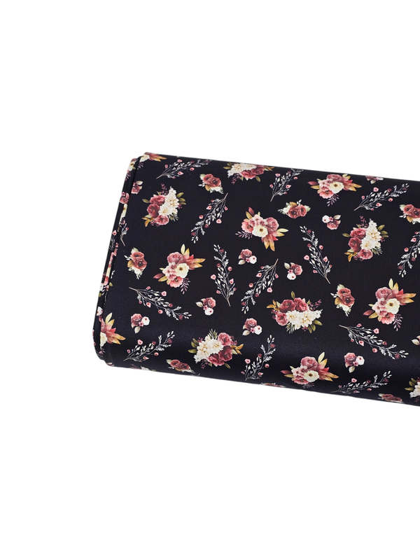 * Unique Design * Cloud Poly Burgundy Blossoms Black