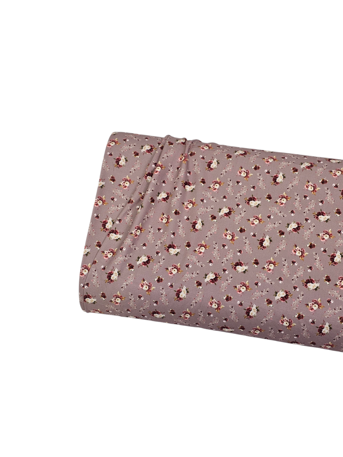 * Unique Design * Poly Slub Burgundy Blossoms Mauve