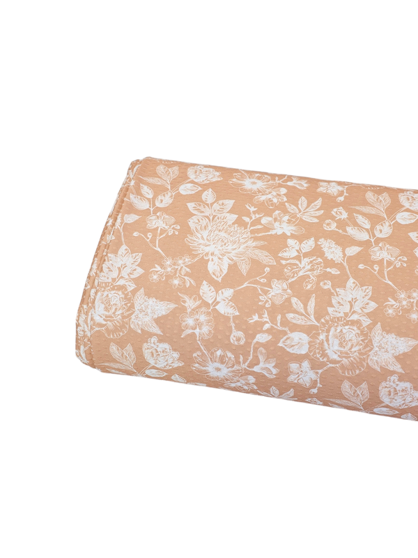 *Unique Design* Swiss Dot Knit LG Flower Garden Peach