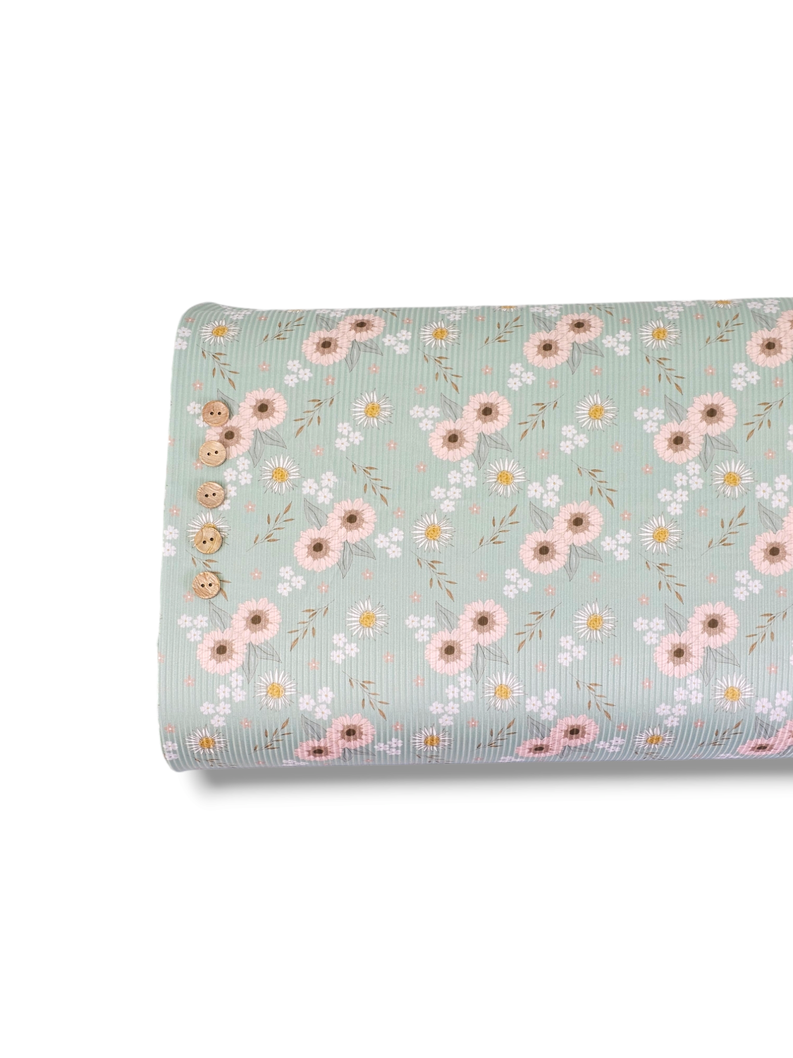 * Unique Design * Mini Poly Ribbed Knit Pink &amp; Sunny Blooms Aqua