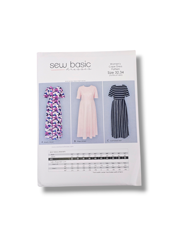 Women&#39;s Cape Dress Pattern Size 32/34