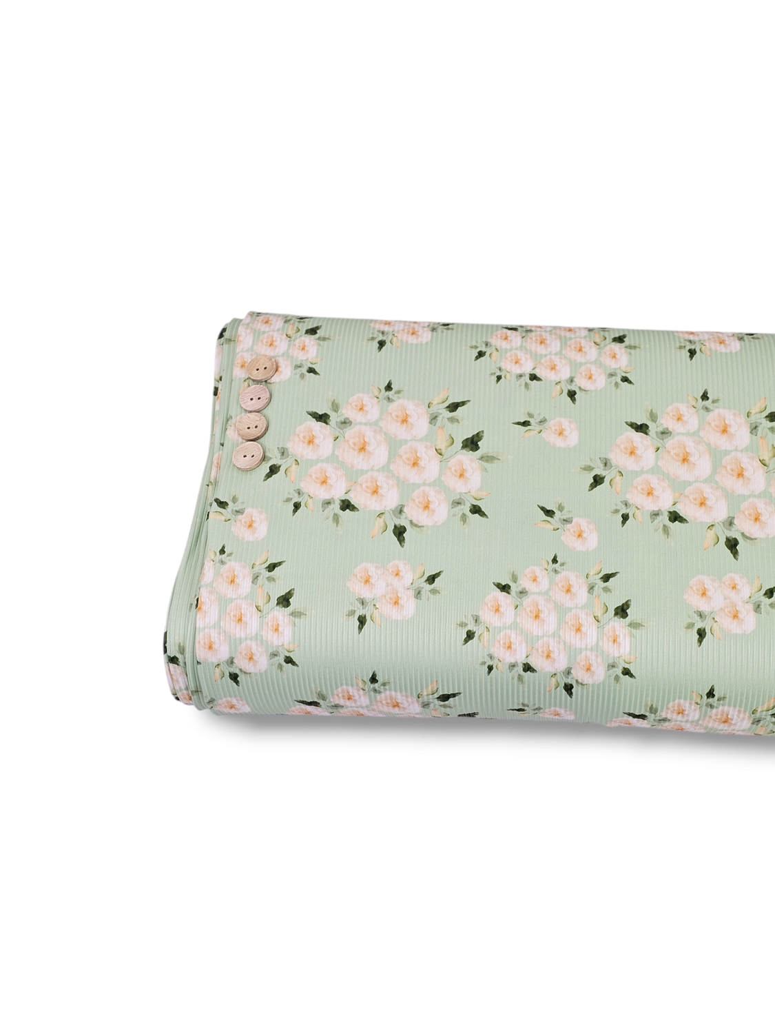 *Unique Design* Mini Poly Ribbed Knit Ivory Bloom Spring Green