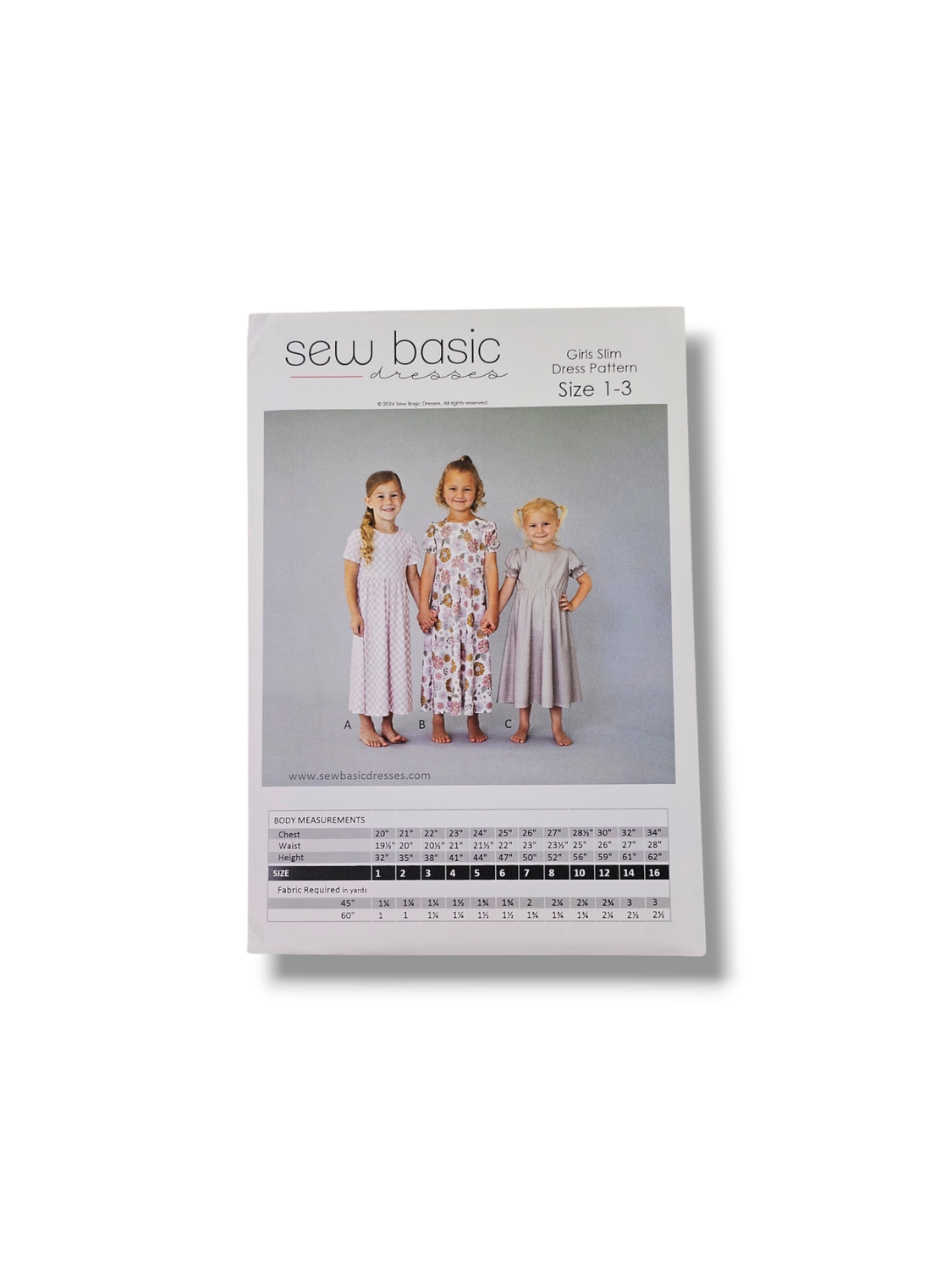 Girl Slim Dress Pattern Size 1-3