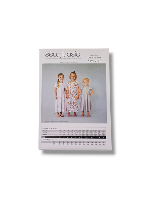 Girl Slim Dress Pattern Size 7-10