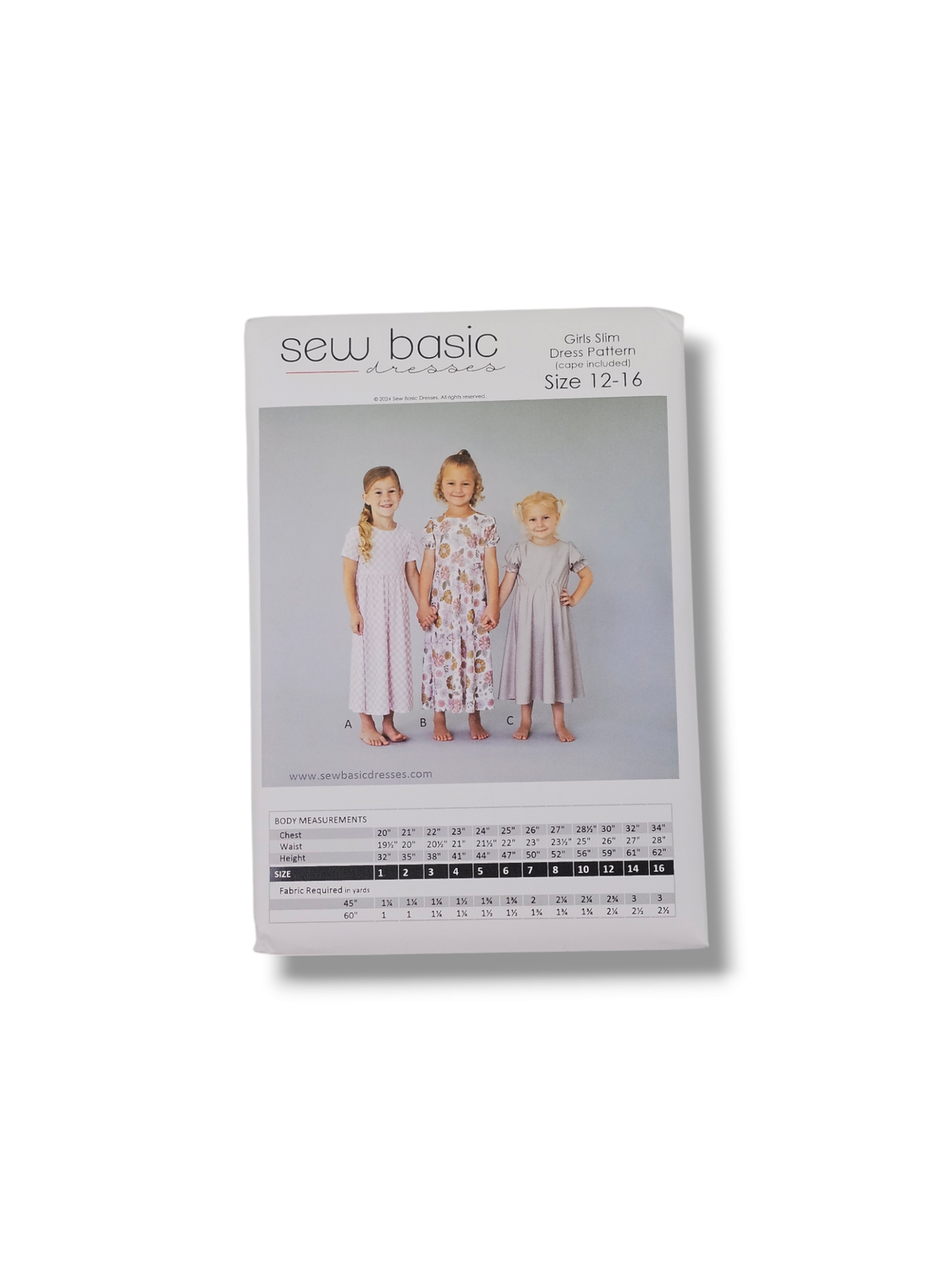 Girl Slim Dress Pattern Size 12-16
