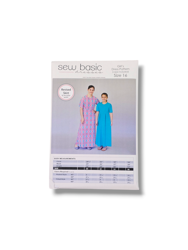 Girls Basic Dress Pattern Size 16